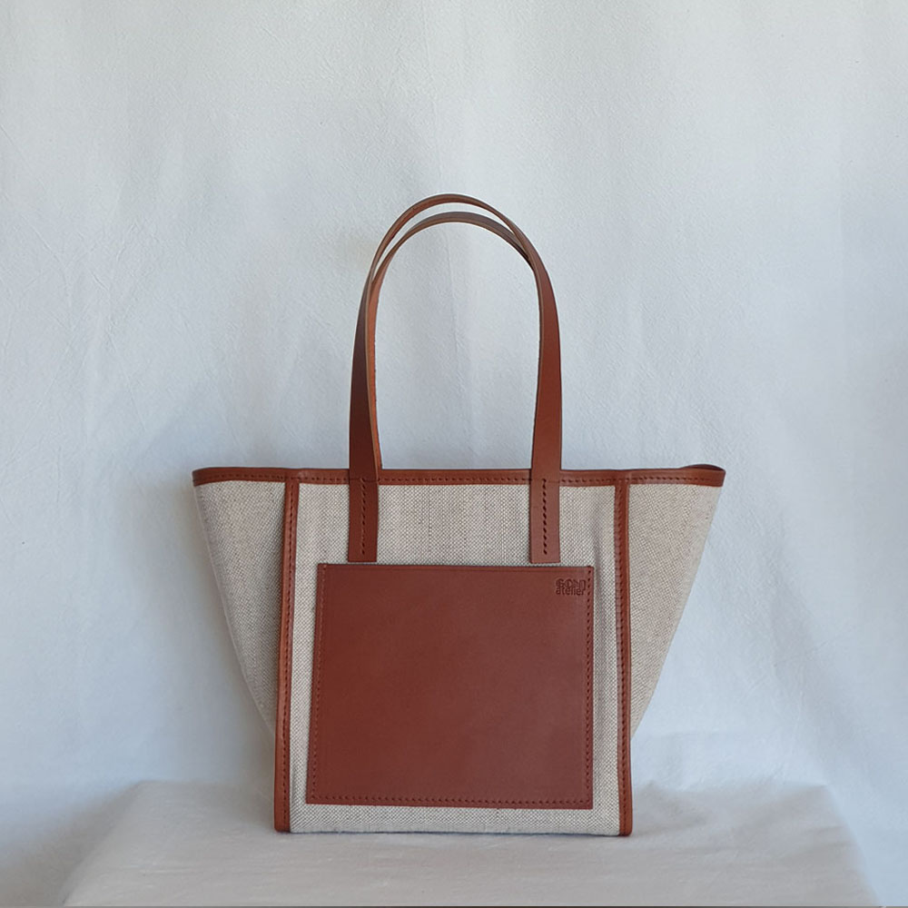 Daily Tote Bag (Leather &amp; Canvas) / Terra - cotta